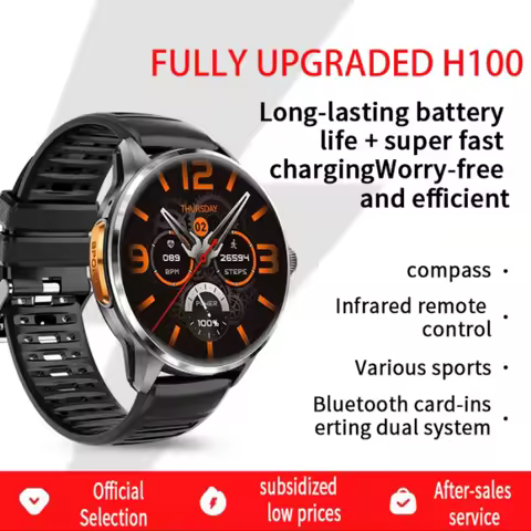 H100 Smart Watch 4G SIM Card Android Large Screen Memory 190°Rotating Camera Google Play GPS WIFI AP