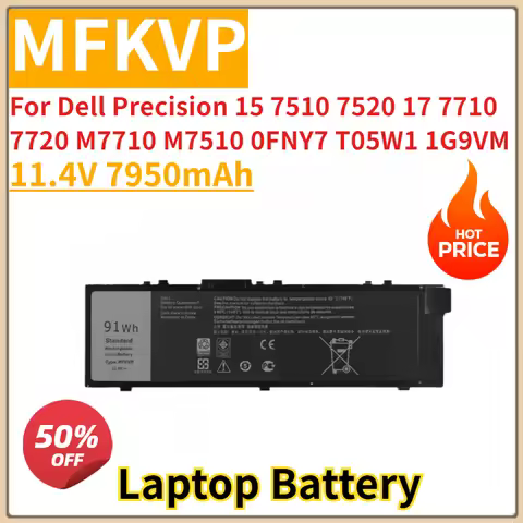 New Replacement Laptop Battery 11.4V 7950mAh MFKVP for Dell Precision 15 7510 7520 17 7710 7720 M771