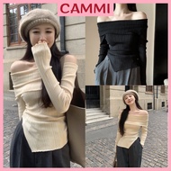 Long-sleeved off-the-shoulder blouse, Thai ribbed women's off-the-shoulder blouse SERIES 1 Ribbed T-