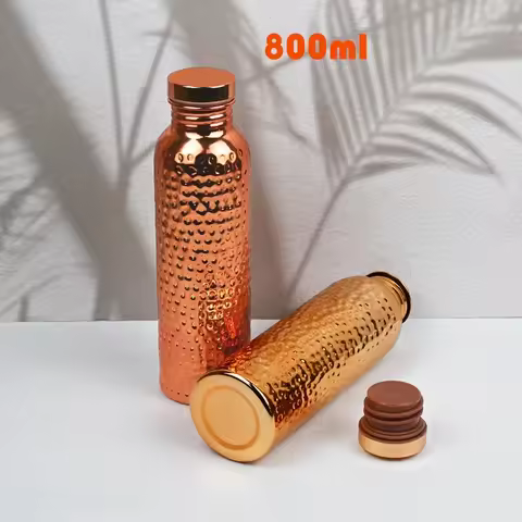 27oz Copper Water Bottle for Drinking Hammered Copper Travel Tumbler Insulated Stainless Steel Handc