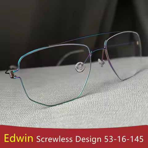 Denmark Brand Men Square Glasses Frame Double-Beam Titanium Spectacles Eyewear Women Screwless Ultra