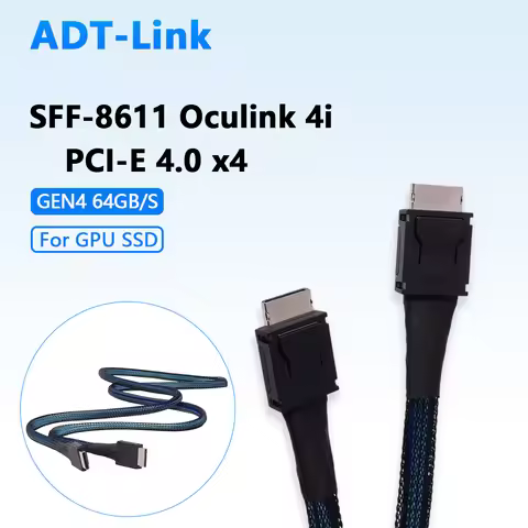 PCIE 4.0 X4 Oculink 4i / 4X Cable SFF-8611 to SFF 8611 Braided Soft Extension GEN4 64Gbps GPU SSD Si