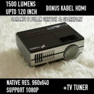 Yourday Proyektor Mini LED Projector Portable 1500 Lumens + TV Tuner