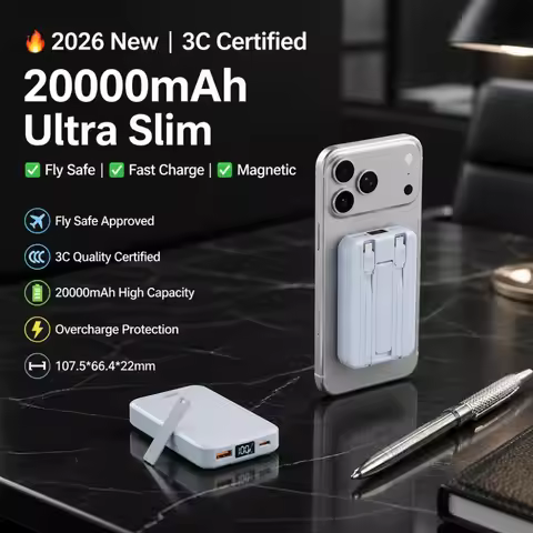 20000mAh Ultra Slim Magnetic Power Bank 3C Certified Fly Safe Wireless Fast Charging for Xiaomi Sams