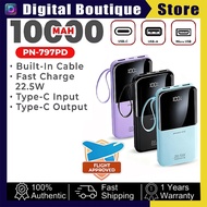 PINENG PN-797PD 22.5W 10000mAH Powerbank QC3.0 + PD Fast Charge Power bank Built in Cables Type-C & 