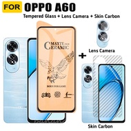OPPO A60 Matte Tempered Glass OPPO A98 A78 A58 A38 A18 A79 Screen Protector 3 in 1 Camera Lens Prote