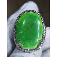 Cincin Natural Firus Iran hijau silver pahat tebal