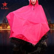 SZWL Bicycle Electric Bike Poncho Thickened Oxford Cloth Long One-piece Raincoat With Transparent Wide Brim