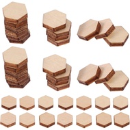 SUPVOX 200pc Hexagon Cutout Shapes Label Wooden Hanging Ornaments Woodsy Decor Log Slice Decoration 