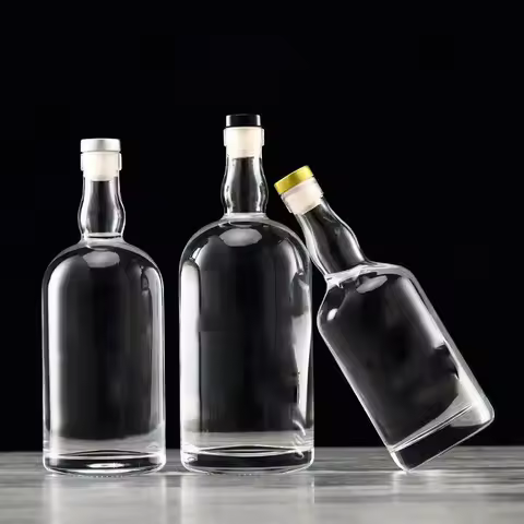 Glass Vodka Bottles Empty Spirit 500ml 750ml 1 Liter Gin Glass Bottle With Cork for Liquor Glass Bot
