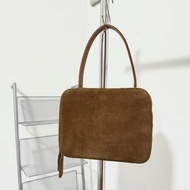 Chanel中古泰迪棕色麂皮盒子包手提包 vintage泰迪mini plume