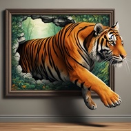 TEMU Diy 5d Lab-grown Painting ""tiger"" Full Rhinestone Kit, Handmade Diamond Embroidery For Home O