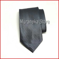 Dasi Panjang Garis Hitam Abu Silver Putih Formal Salur 3 Inch Wisuda Jas Ospek Pria Cowok Dewasa Pen
