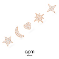 APM Monaco Star Earrings Set Rose Gold Female Avant-Garde Silver Earrings