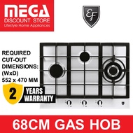 EF EFH3761TN VSB 68CM 3-BURNER STAINLESS STEEL GAS HOB