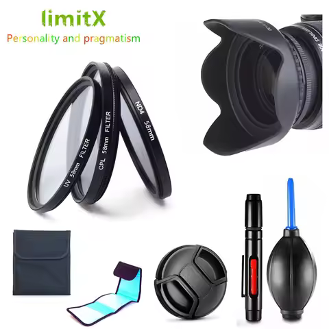 Filter kit UV CPL ND4 Lens Hood Cap Cleaning Pen for Canon EOS 850D 2000D 4000D 1300D 3000D Rebel T6