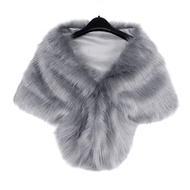 Women Autumn Winter Artificial Fur Shawl Solid Color Thickened Warm Coldproof Cape Coat Formal Party