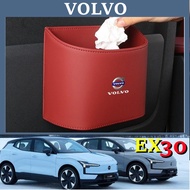 25 Volvo EX30 EX30 EX90 XC60 XC90 XC40 S90 V90 Half Round Waste Trash Bin Leather Car Interior Stora