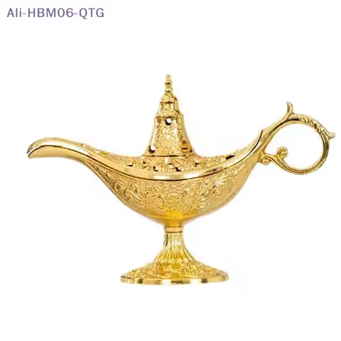 [New] 1PC Hollow Legend Aladdin Magic Genie Lamps Incense Burners Retro Wishing Oil Lamp Home Decor 