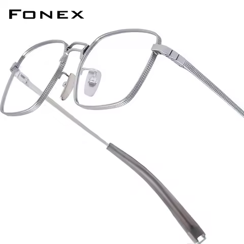 FONEX Titanium Glasses Frame Men New Brand Design Square Eyeglasses Male High Quality Ultralight Jap