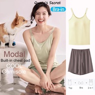 Secret Queen Women's Chest Pad Casual Sleepwear Set