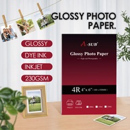 A-SUB 4R Glossy Photo Paper photo printing 230gsm 4r photo print 100sheets kertas gambar photo