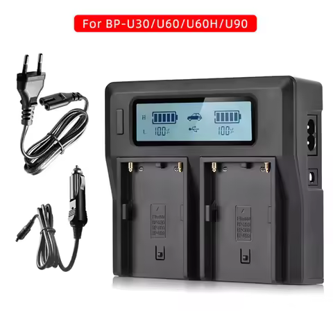 New BP-U30 BP-U60 BP-U65 BP-U90 LCD Dual Battery Charger for Sony PMW-100, 50 PMW-160 PMW-200 PMW-30