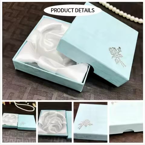 New Square Jewelry Packaging Case Flower Print Bracelet Display Box 9*9*3cm Necklace Cardboard Gift 