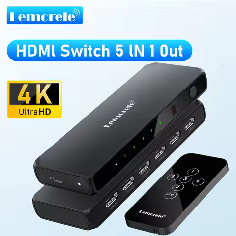 LEMORELE HDMI Switcher 4K@30Hz 5 In 1 Out Distributor Converter Bidirectional Switching for Laptop T