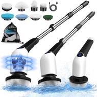 TCYCUC Electric Spin Scrubber, Cordless Voice Prompt Spin Scrubber with 8 Replaceable Brush Heads, 3