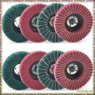 [S D K G] 8PCS 4 Inch Red & Green Nylon Fiber Flap Discs Set Assorted Sanding Grinding Buffing Wheel