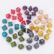 7pcs Dice Beautiful Color D&D Polyhedral Game Pieces Dragon Pattern Acrylic DND Number Dice