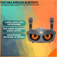 SD306|SD306 Plus Dual Bluetooth Speaker With 2 Wireless Microphones Outdoor Family KTV Stereo Mic Big Sound 20W SDRD