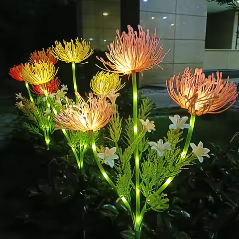 LED Lights Lycoris Radiata Flower Outdoor Solar Garden Lawn Lamps With Glowing Flowers For Garden Pa