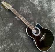 12 String Ovation Acoustic Guitar Abalone Inlays Carbon Fiber Tortoise Shell EQ Guitar
