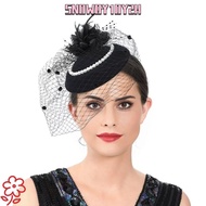 SNOWOY1OY2H Wedding Veil Hat, Vintage Pearl Flower Bridal Headwear,  Elegant Mesh Temperament Pillbo