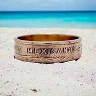 墨西哥硬幣戒指 10 分 1955-1967 年，男士墨西哥戒指，復古墨西哥戒指