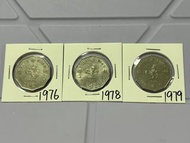 （十角形伍圓一套）香港硬幣英女王伊利沙伯 1976，1978 & 1979 年五元 Government of Hong Kong Queen Elizabeth ll 1976，1978 & 197