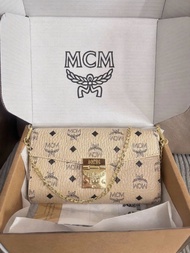 🌟官網授權商家🌟MCM 經典款米白色信封包鏈條包