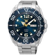 【蘋果小舖】SEIKO SPROTS 100米機械/手上鍊鋼帶錶- 藍色 SRPB37K1