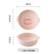 Bát Súp Gốm Dụng Cụ Phòng Ăn Hoạt Hình Thiết Kế Bát Mì Ăn Liền Đôi Tai Bát Salad Trái Cây Dễ Thương