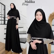 Malika Dress - Gamis Crinkle Airflow Mix Brukat Malika Gamis Lebaran