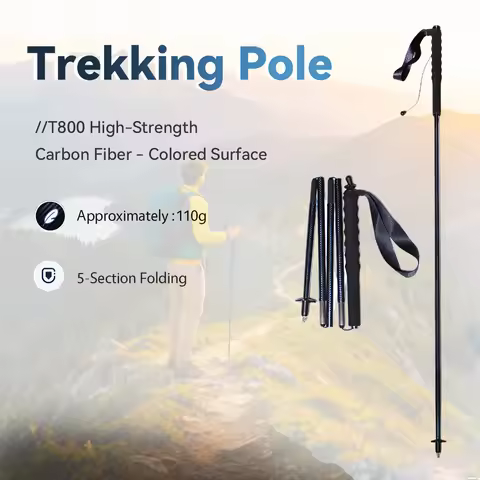 Mountain-Climbing Trekking Pole Double Cork Handle EVA Folding Carbon Fiber Walkers' Accessory