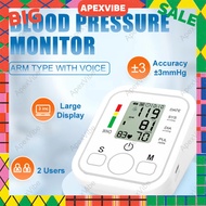 ApexVibe Rechargeable Arm Blood Pressure Monitor Digital Meter Original Accurate Large Screen For