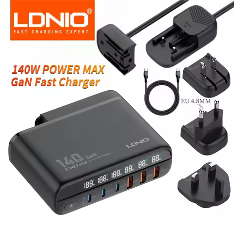 LDNIO Gan 140W Fast Charger Type C Digital Display Cellphones USB Charging For Xiaomi 14 Iphone Char