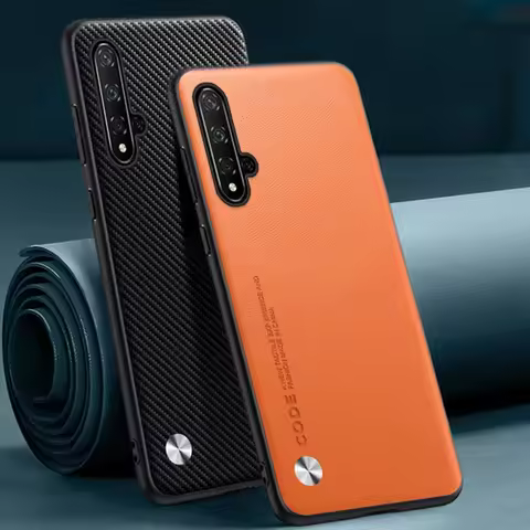 Luxury PU Leather Case For Huawei Nova 5T Nova5T Back Cover Matte Silicone Full Protection Phone Cas