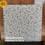 KERAMIK LANTAI KASAR MATT DROP TERAS GARASI MOTIF TERAZZO 40X40 PLATINUM WHITE