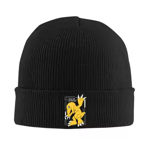 Digital Monster Digimon Agumon Knit Hat Beanie Winter Hat Warm Acrylic Color Caps Men Women Gifts,