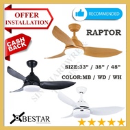 [FREE DELIVERY] BESTAR RAPTOR 33inch/38inch/48inch DC Motor Ceiling Fan with LED Light and Remote Control