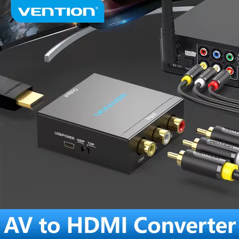 Vention AV to HDMI Converter HDMI to RCA Video Adapter with Mini USB Power Cable for TV Box Projecto
